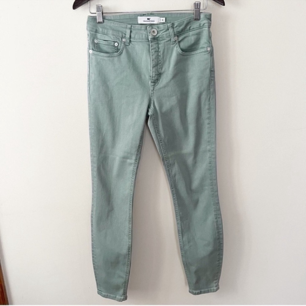 Vineyard Vines Jamie High Rise Jeans Garment Dyed Sea Clay Green Size 26